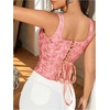image:imageGORGLITTER Womens Floral Western Corset Lace Up Square Neck Crop Tank TopPink