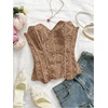 image:imageGORGLITTER Womens Lace Corset Tops Bustier Strapless Party Concert OutfitsBrown