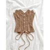 image:imageGORGLITTER Womens Lace Corset Tops Bustier Strapless Party Concert OutfitsBrown