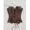 image:imageGORGLITTER Womens Lace Corset Tops Bustier Strapless Party Concert OutfitsCoffee Brown