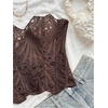 image:imageGORGLITTER Womens Lace Corset Tops Bustier Strapless Party Concert OutfitsCoffee Brown