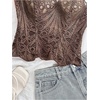 image:imageGORGLITTER Womens Lace Corset Tops Bustier Strapless Party Concert OutfitsCoffee Brown