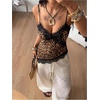 image:imageGORGLITTER Womens Lace Satin Cami Top Asymmetrical Silk Western CamisoleBrown Lace