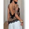 image:imageGORGLITTER Womens Lace Satin Cami Top Asymmetrical Silk Western CamisoleBrown Lace