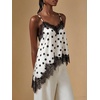 image:imageGORGLITTER Womens Lace Satin Cami Top Asymmetrical Silk Western CamisoleWhite Lace