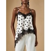 image:imageGORGLITTER Womens Lace Satin Cami Top Asymmetrical Silk Western CamisoleWhite Lace
