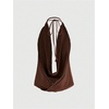 image:imageGORGLITTER Womens Plunge Deep V Halter Tops Vintage Studded Festival TopBrown Tiger