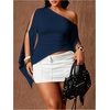 image:imageGORGLITTER Womens Plus Size Asymmetrical Tops Sexy Off The Shoulder BlouseBlue