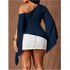 image:imageGORGLITTER Womens Plus Size Asymmetrical Tops Sexy Off The Shoulder BlouseBlue