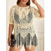 image:imageGORGLITTER Womens Plus Size Fringe Tops Lace Festival Concert OutfitsApricot