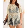 image:imageGORGLITTER Womens Plus Size Fringe Tops Lace Festival Concert OutfitsApricot