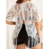 image:imageGORGLITTER Womens Plus Size Fringe Tops Lace Festival Concert OutfitsBeige