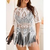 image:imageGORGLITTER Womens Plus Size Fringe Tops Lace Festival Concert OutfitsBeige