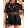 image:imageGORGLITTER Womens Plus Size Fringe Tops Lace Festival Concert OutfitsBlack