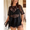 image:imageGORGLITTER Womens Plus Size Fringe Tops Lace Festival Concert OutfitsBlack