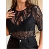 image:imageGORGLITTER Womens Plus Size Fringe Tops Lace Festival Concert OutfitsBlack