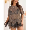 image:imageGORGLITTER Womens Plus Size Fringe Tops Lace Festival Concert OutfitsBrown