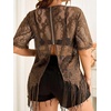image:imageGORGLITTER Womens Plus Size Fringe Tops Lace Festival Concert OutfitsKhaki