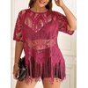 image:imageGORGLITTER Womens Plus Size Fringe Tops Lace Festival Concert OutfitsPink