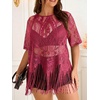 image:imageGORGLITTER Womens Plus Size Fringe Tops Lace Festival Concert OutfitsPink