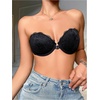 image:imageGORGLITTER Womens Strapless Bra Floral Lace Push Up Front Closure Bras Blackless Bandeau Underwire BralettesBlack