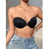 image:imageGORGLITTER Womens Strapless Bra Floral Lace Push Up Front Closure Bras Blackless Bandeau Underwire BralettesBlack