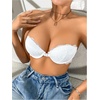 image:imageGORGLITTER Womens Strapless Bra Floral Lace Push Up Front Closure Bras Blackless Bandeau Underwire BralettesWhite