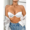 image:imageGORGLITTER Womens Strapless Bra Floral Lace Push Up Front Closure Bras Blackless Bandeau Underwire BralettesWhite