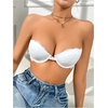 image:imageGORGLITTER Womens Strapless Bra Floral Lace Push Up Front Closure Bras Blackless Bandeau Underwire BralettesWhite