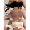 image:imageGORGLITTER Womens Strapless Bras Front Closure Comfort Wireless Backless Bandeau Bralettes 3 PieceBlack Apricot Brown