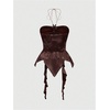image:imageGORGLITTER Womens Y2k Halter Flowy Tops Ruffle Backless Fairy Crop CamiBrown