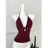 image:imageGORGLITTER Womens Y2k Rave Halter Goth Tops Going Out OutfitsBurgundy