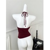 image:imageGORGLITTER Womens Y2k Rave Halter Goth Tops Going Out OutfitsBurgundy