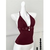 image:imageGORGLITTER Womens Y2k Rave Halter Goth Tops Going Out OutfitsBurgundy