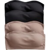image:imageGORGLITTER Womens 4 Pack Strapless Bras Seamless Padded Bandeau BrasMulticolor Black