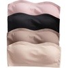 image:imageGORGLITTER Womens 4 Pack Strapless Bras Seamless Padded Bandeau BrasMulticolor Pink