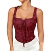 image:imageGORGLITTER Womens Floral Western Corset Lace Up Square Neck Crop Tank TopBurgundy