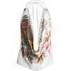 image:imageGORGLITTER Womens Plunge Deep V Halter Tops Vintage Studded Festival TopWhite