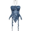 image:imageGORGLITTER Womens Y2k Halter Flowy Tops Ruffle Backless Fairy Crop CamiBlue