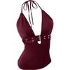 image:imageGORGLITTER Womens Y2k Rave Halter Goth Tops Going Out OutfitsBurgundy
