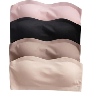 image:imageGORGLITTER Womens 4 Pack Strapless Bras Seamless Padded Bandeau BrasMulticolor Pink