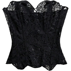 image:imageGORGLITTER Womens Lace Corset Tops Bustier Strapless Party Concert OutfitsBlack