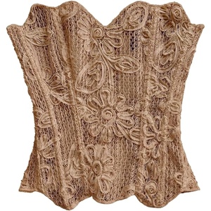 image:imageGORGLITTER Womens Lace Corset Tops Bustier Strapless Party Concert OutfitsBrown