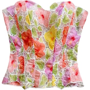 image:imageGORGLITTER Womens Lace Corset Tops Bustier Strapless Party Concert OutfitsMulticolor