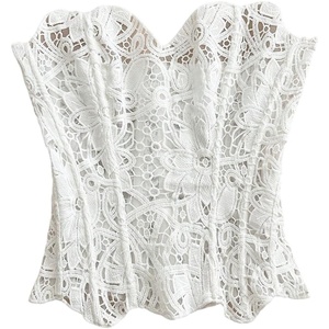 image:imageGORGLITTER Womens Lace Corset Tops Bustier Strapless Party Concert OutfitsPlain White