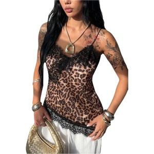 image:imageGORGLITTER Womens Lace Satin Cami Top Asymmetrical Silk Western CamisoleBrown Lace