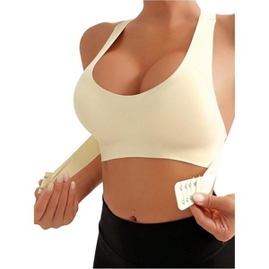 image:imageGORGLITTER Womens Posture Correcting Bra Front Closure Back Support BraSolid White