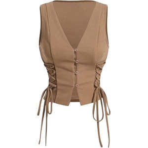 image:imageGORGLITTER Womens Western Cowgirl Rodeo Country Concert Outfits Vest TopsKhaki