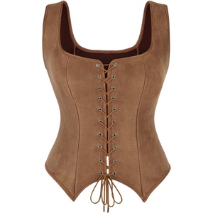 image:imageGORGLITTER Womens Western Cowgirl Rodeo Country Concert Outfits Vest TopsPlain Brown