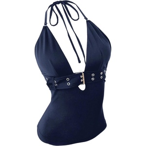 image:imageGORGLITTER Womens Y2k Rave Halter Goth Tops Going Out OutfitsBlue